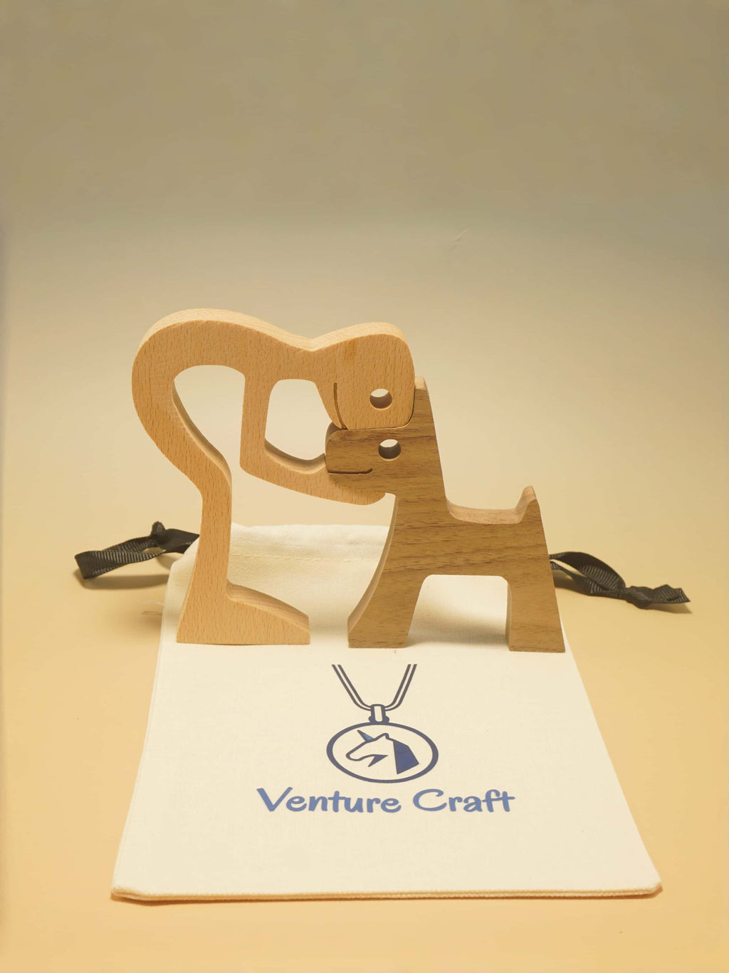 Wooden Human & Dog Decor