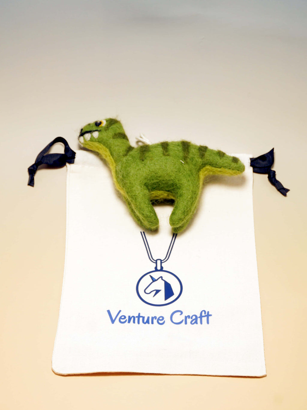 Artisanal Wool Felt Dinosaur Charm