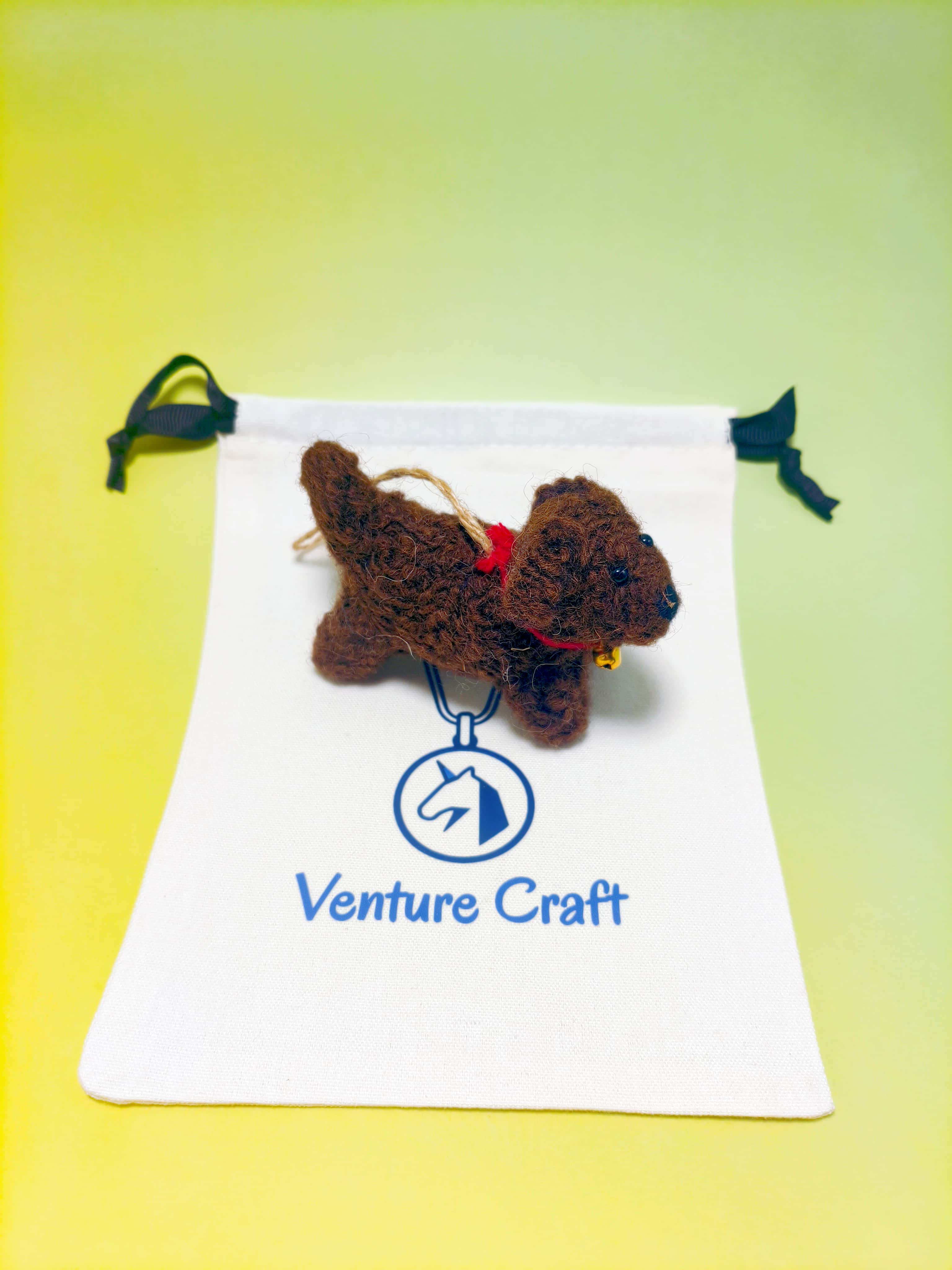 "Cocoa Teddy" Handcrafted Needle Felted Bag Charm & Ornament