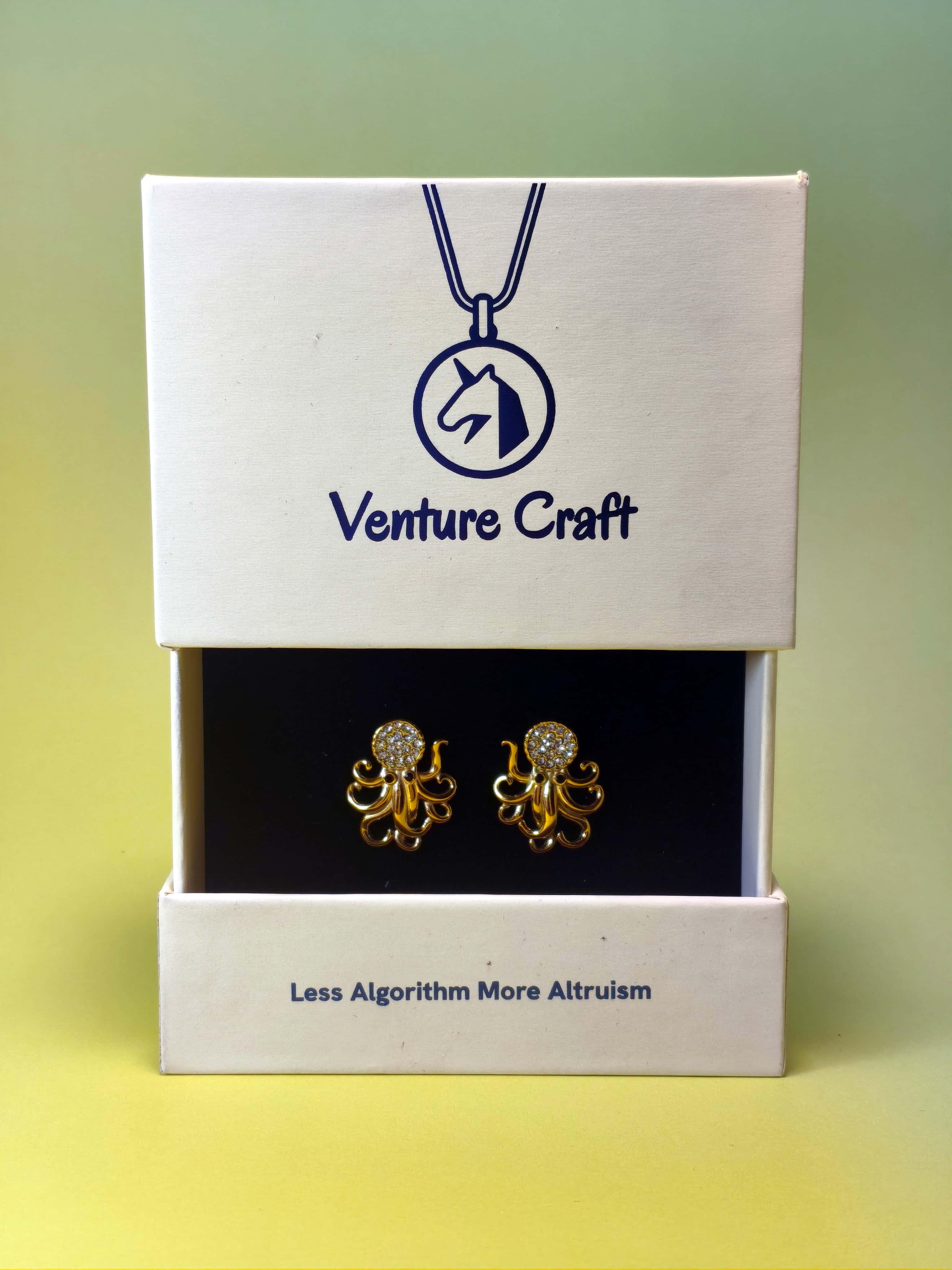 The Golden Kraken Statement Studs | 18K Gold Plated Octopus Earrings with Pave Zircon