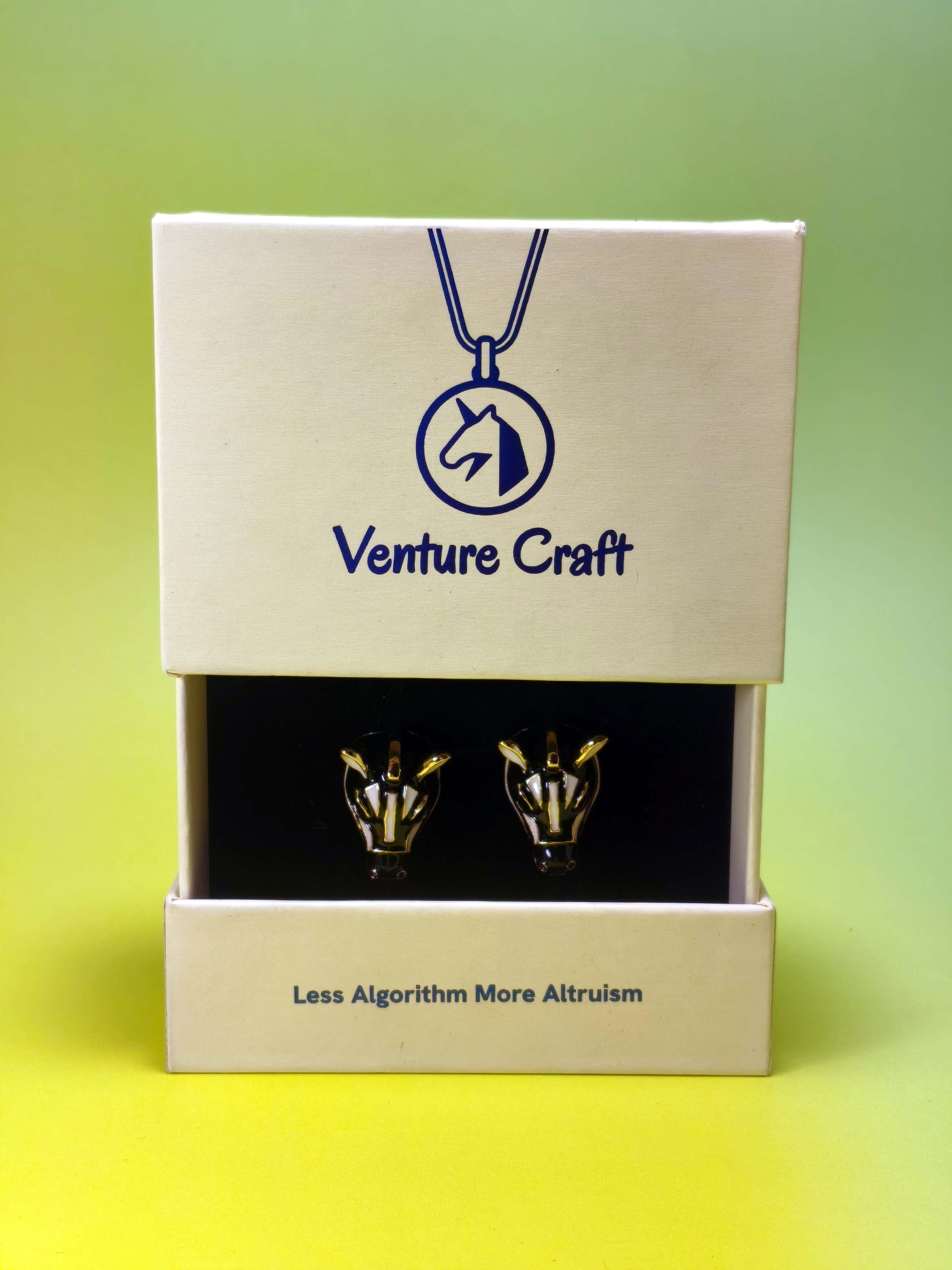 Savanna Muse: 24K Gold-Plated Enamel Zebra Studs