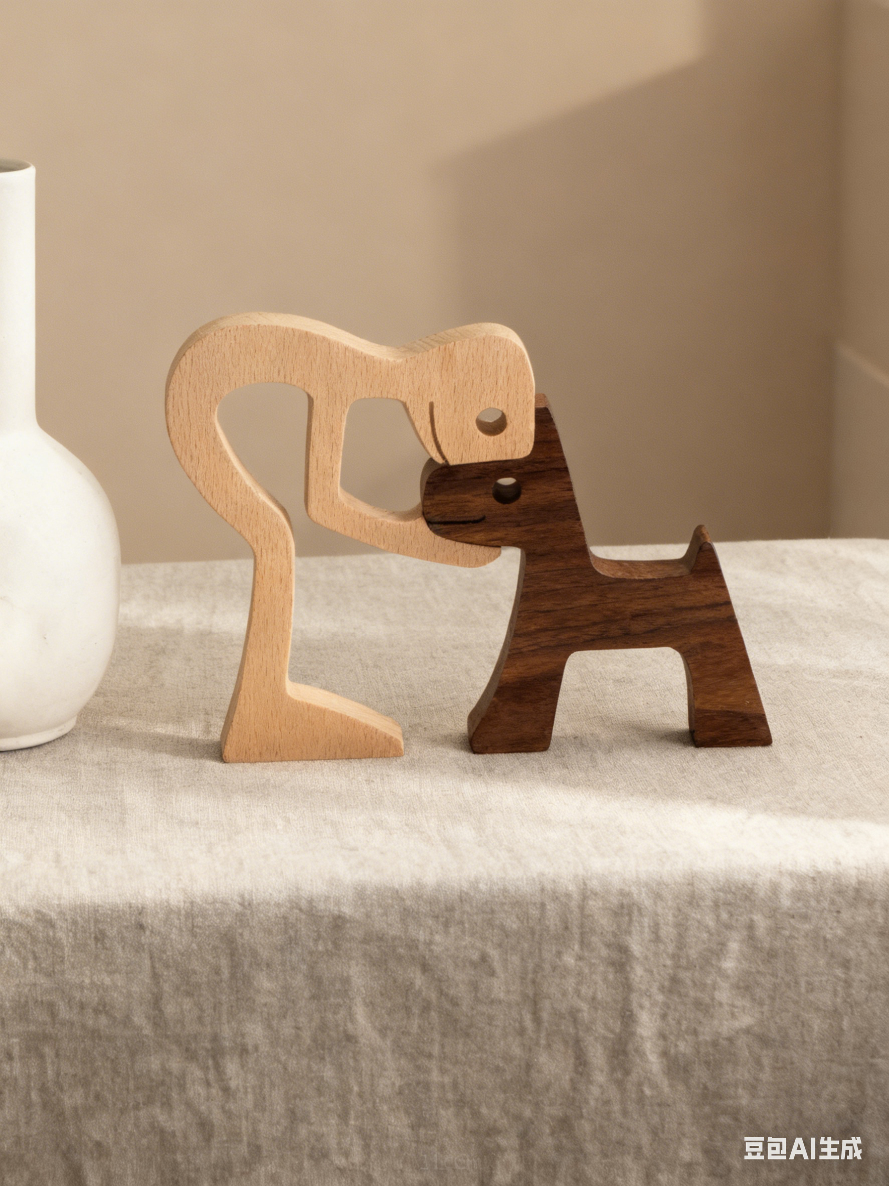 Wooden Human & Dog Decor