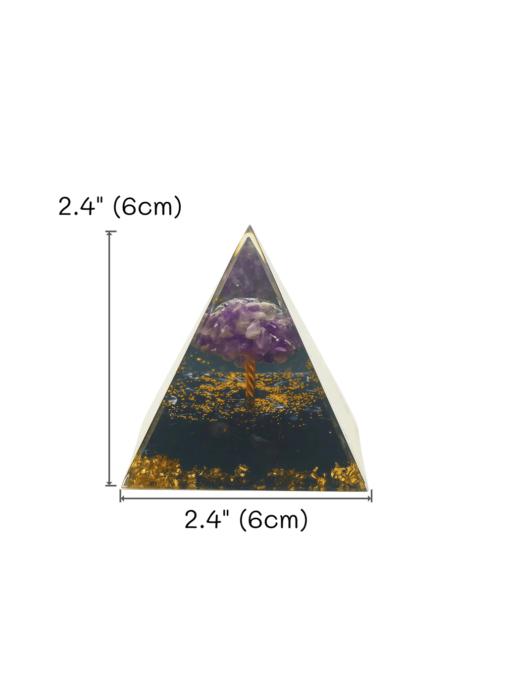 Resin Pyramid with Amethyst Crystal Tree