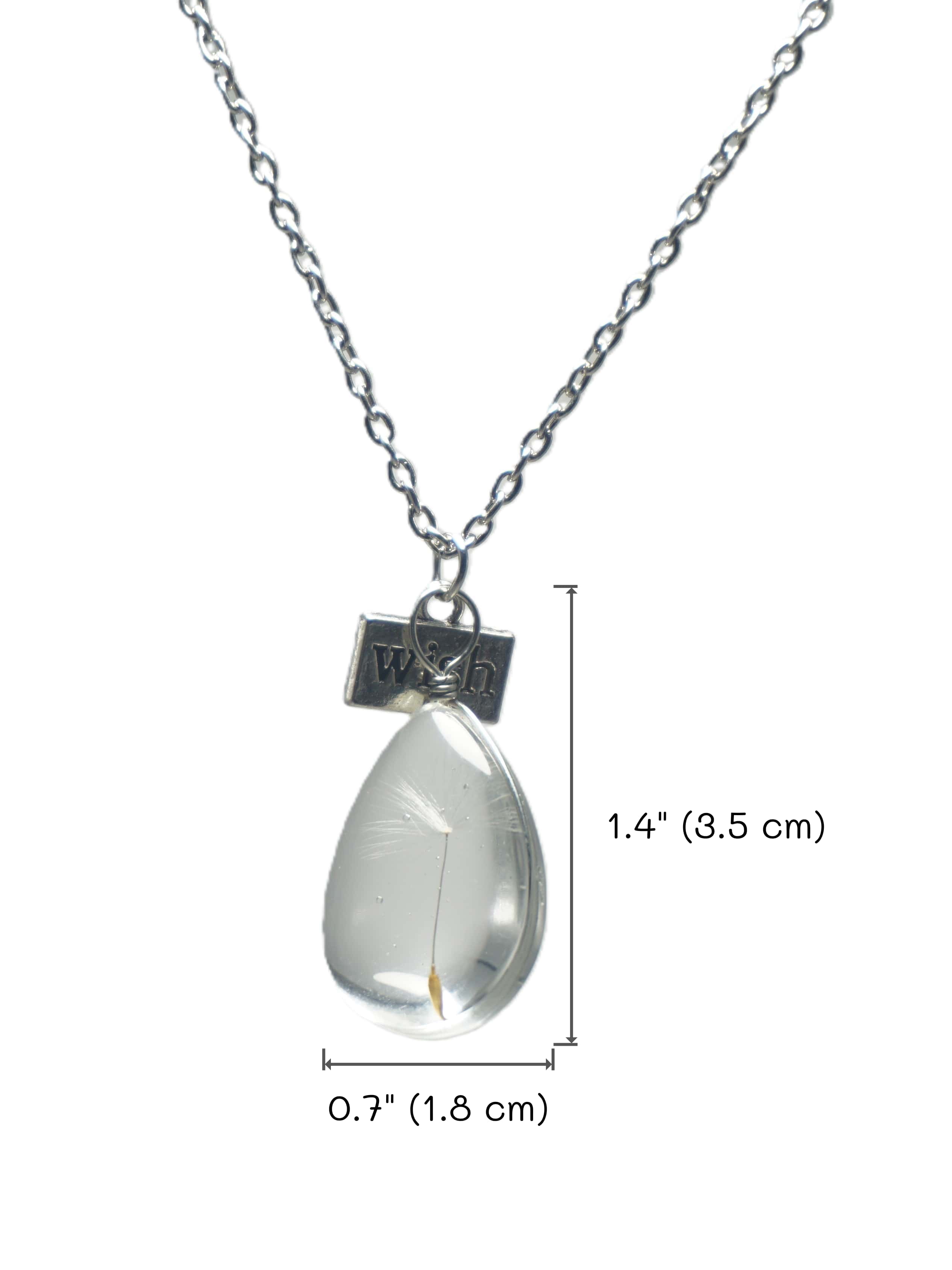 Dandelion Encased Crystal Pendant Necklace