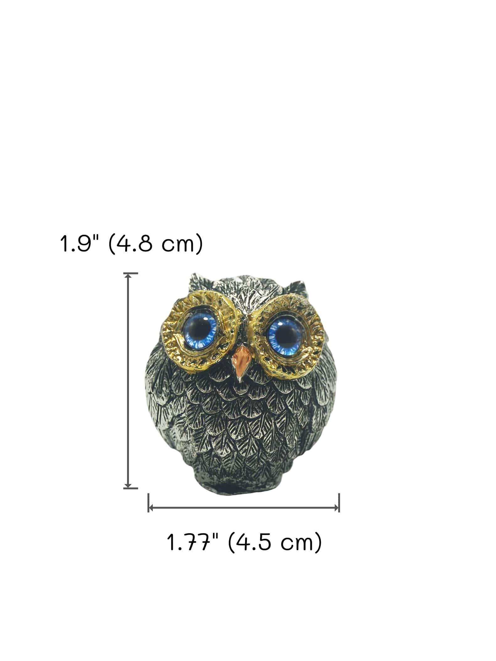Alloy Owl Decor with Blue Eyes