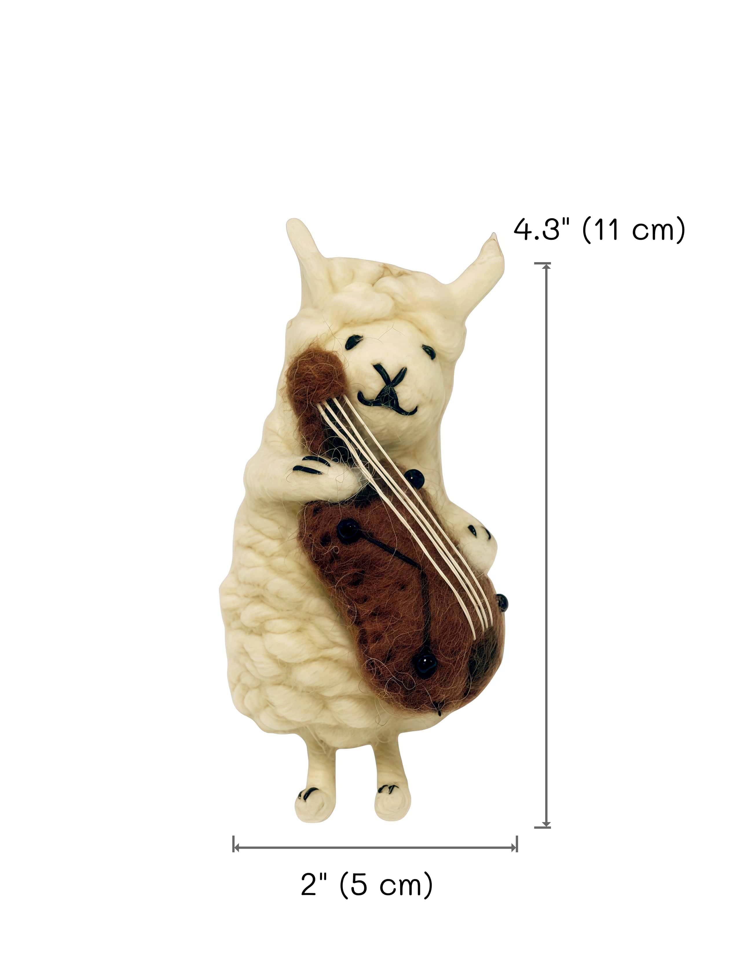 Artisanal Wool Felt Sheep Hugging Violin Charm