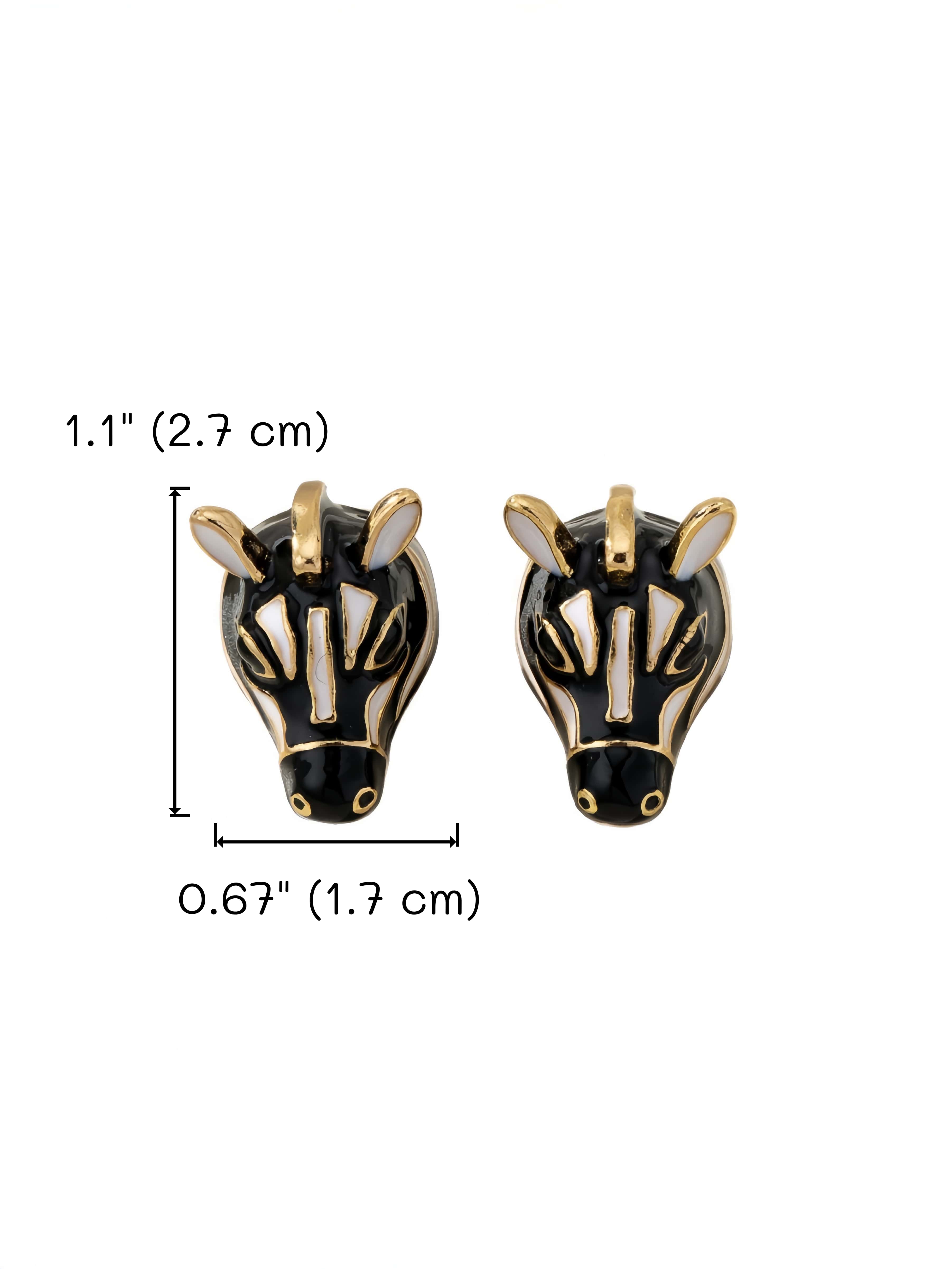 Savanna Muse: 24K Gold-Plated Enamel Zebra Studs